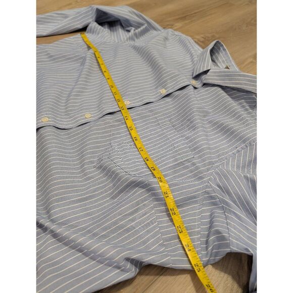 Duluth Trading Wrinklefighter Button-Down Shirt Women's 1X Blue White Pinstripe - Picture 9 of 16